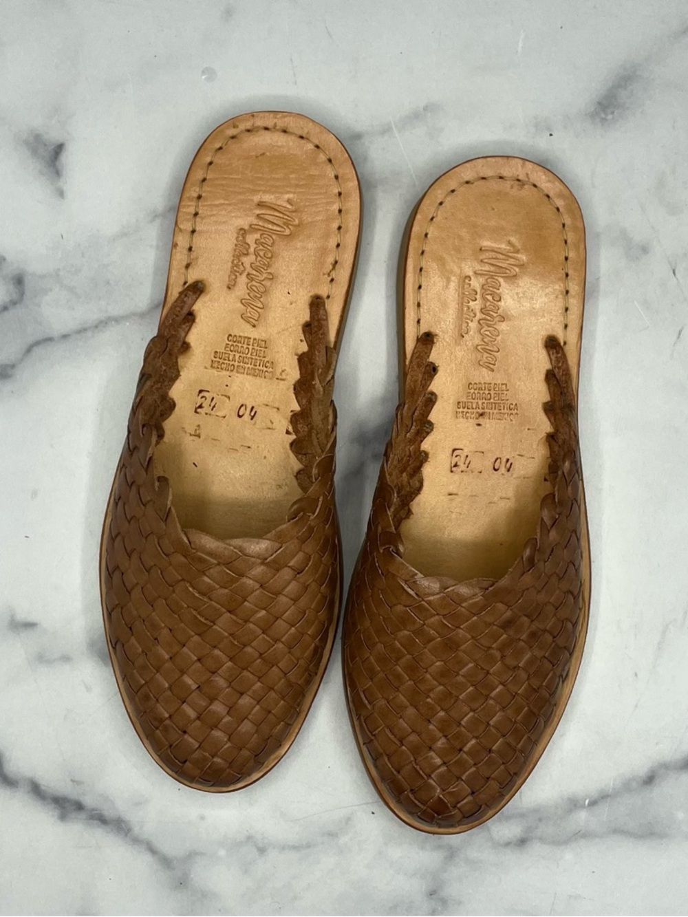 Woven Leather Slip-On Mules in Brown - Picture 5 of 7